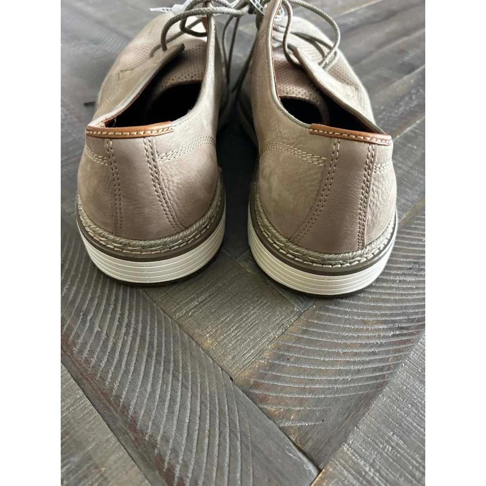 Johnston & Murphy TRUFOAM Perforated Leather Derby Shoes Beige Mens 10.5 NEW